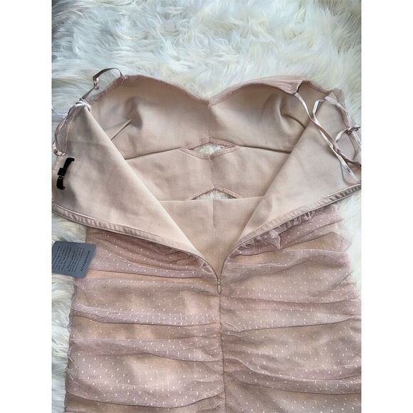 Lulus Women's Blush Swiss Dot Cutout Bodycon Dress Size L Party/Cocktail/Prom - Picture 6 of 11